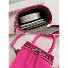 Women Faux Leather Fashion Shopping Solid Candy Bright Color Mini Handbag Crossbody Bag