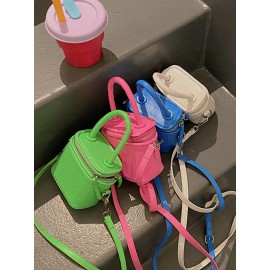 Women Faux Leather Fashion Shopping Solid Candy Bright Color Mini Handbag Crossbody Bag
