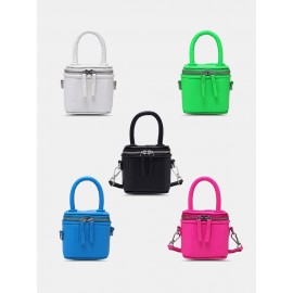 Women Faux Leather Fashion Shopping Solid Candy Bright Color Mini Handbag Crossbody Bag