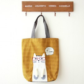 Women Casual Cat Pattern Handbag Tote Bag