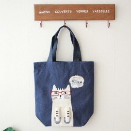 Women Casual Cat Pattern Handbag Tote Bag