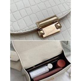 Women Faux Leather Fashion Multi-Carry Alligator Solid Color Handbag Crossbody Bag