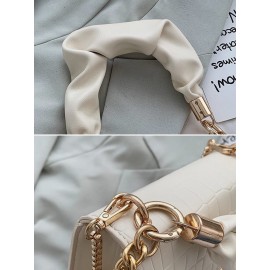 Women Faux Leather Fashion Multi-Carry Alligator Solid Color Handbag Crossbody Bag