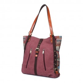 Brenice National Canvas Handbags Vintage Flower Shoulder Bags Multifuntion Backpack