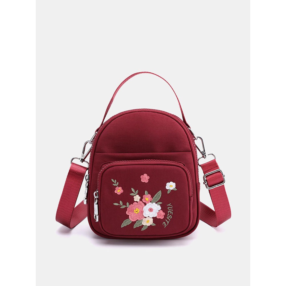 Women Nylon Waterproof Embroidery Casual Shoulder Bag Handbag