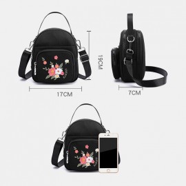 Women Nylon Waterproof Embroidery Casual Shoulder Bag Handbag