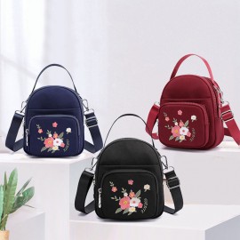 Women Nylon Waterproof Embroidery Casual Shoulder Bag Handbag