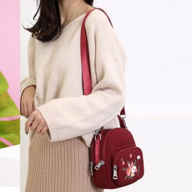 Women Nylon Waterproof Embroidery Casual Shoulder Bag Handbag