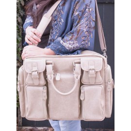 Women Casual Large Capacity Multifunction Handbag Solid Shoulder Bag