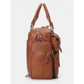 Women Casual Large Capacity Multifunction Handbag Solid Shoulder Bag