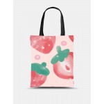 Women Canvas Cute Large Capacity Print Strawberry Pattern Handbag Tote