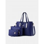 Women 3 PCS Vintage PU Leather Shoulder Bag Handbag Clutch Bag