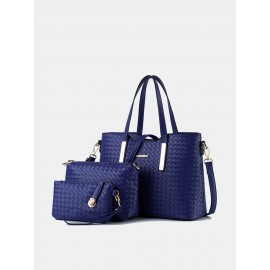 Women 3 PCS Vintage PU Leather Shoulder Bag Handbag Clutch Bag