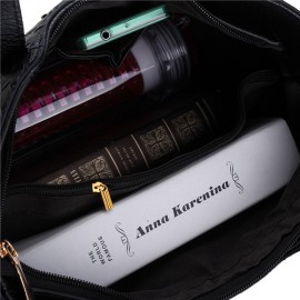 Women 3 PCS Vintage PU Leather Shoulder Bag Handbag Clutch Bag