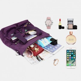 Women Solid Nylon Waterproof Large Capacity Crossbody Bag