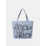 Women Cute Cat Pattern Handbags Large Capacity Leisure Shoulder Bags