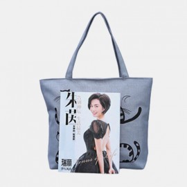 Women Cute Cat Pattern Handbags Large Capacity Leisure Shoulder Bags