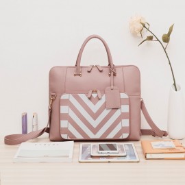 Women Design Striped Business Handbag Multifunction Crossbody Bag