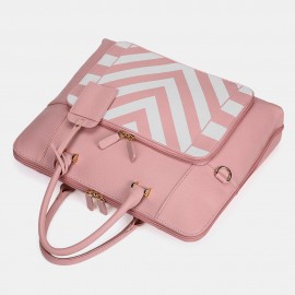 Women Design Striped Business Handbag Multifunction Crossbody Bag