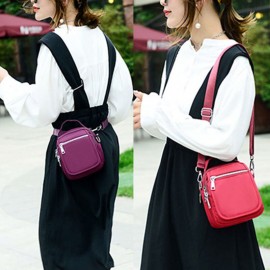 Women Nylon Waterproof Solid Casual Shoulder Bag Handbag