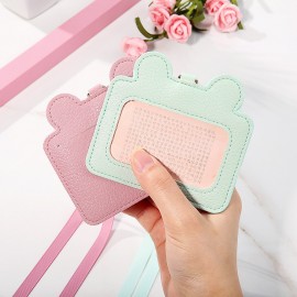 Women Cute Animal Card Holder Solid Wallet Purse Neck Bag