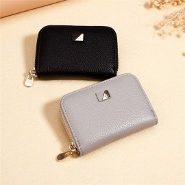 Women PU Leather 9 Card Slot Wallet Leisure Solid Coin Purse