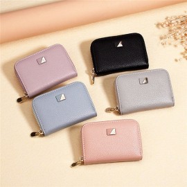 Women PU Leather 9 Card Slot Wallet Leisure Solid Coin Purse