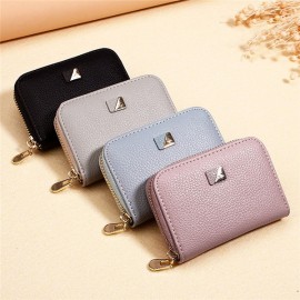 Women PU Leather 9 Card Slot Wallet Leisure Solid Coin Purse
