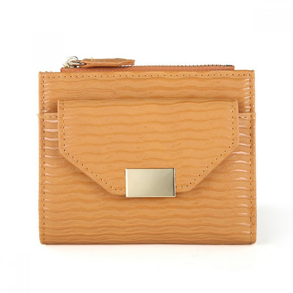 Women Bifold PU Leather Short Wallet Solid Coin Purse