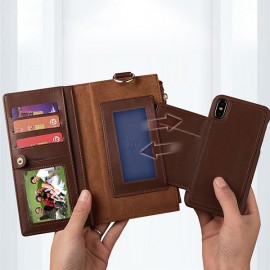 Men And Women Detachable Multifunction Genuine Leather Phone Cases For iphone 3 Card Slot Wallet