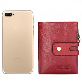 Genuine Leather Bifold Wallet Female Small Wallet Money Bag Coin Purse Card Holder