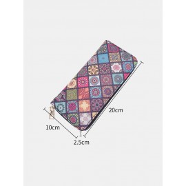 Women Ethnic Print 6.5 Inch Phone Bag Money Clip Wallet Purse