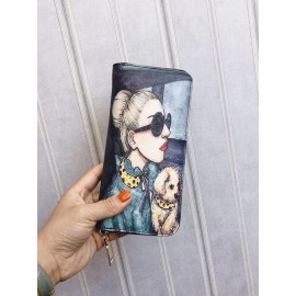 Women Ethnic Print 6.5 Inch Phone Bag Money Clip Wallet Purse