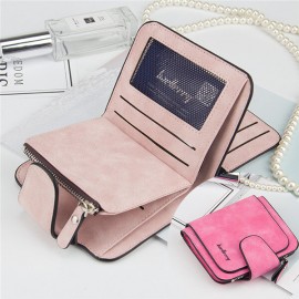 Women Trifold PU Leather Short Wallet 8 Card Slot Coin Purse