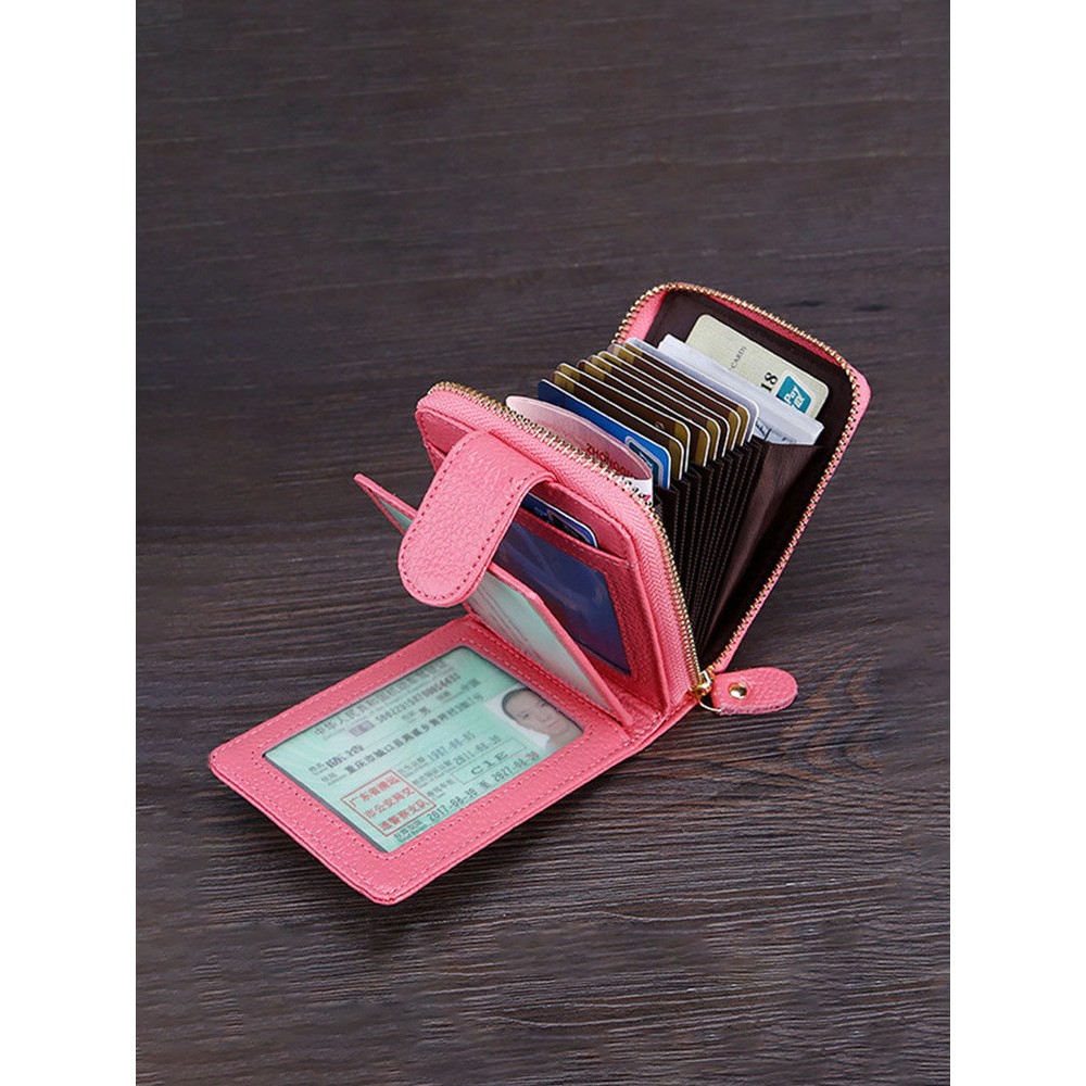 Men And Women RFID Genuine Leather Wallet 10 Card Slot Multifunction Purse