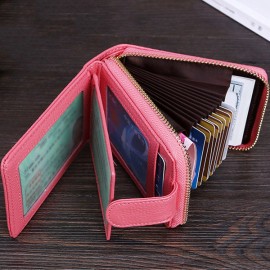 Men And Women RFID Genuine Leather Wallet 10 Card Slot Multifunction Purse