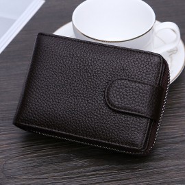 Men And Women RFID Genuine Leather Wallet 10 Card Slot Multifunction Purse