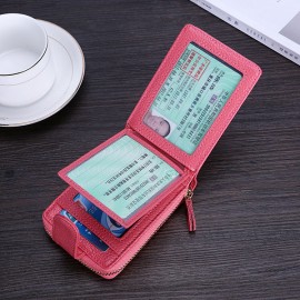 Men And Women RFID Genuine Leather Wallet 10 Card Slot Multifunction Purse