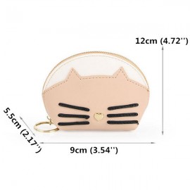 Women Cute Cate Coin Purse Faux Leather Key Holder