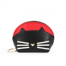 Women Cute Cate Coin Purse Faux Leather Key Holder