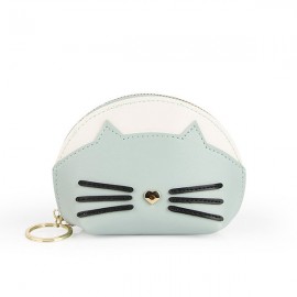 Women Cute Cate Coin Purse Faux Leather Key Holder