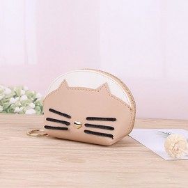 Women Cute Cate Coin Purse Faux Leather Key Holder