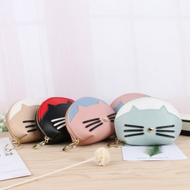 Women Cute Cate Coin Purse Faux Leather Key Holder