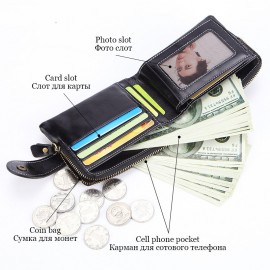 RFID Women Genuine Leather Multi-function Wallet