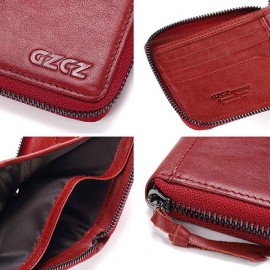 Women Genuine Leather Short Wallet 4 Card Slot Bifold Coin Purse