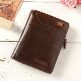 Women RFID 10 Card Holder Vintage Oil Leather Short Wallet Coin Purse