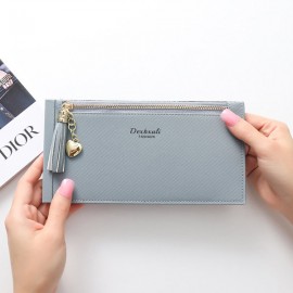 Womon Tassel Multi-slots 15 Card Slots Card Holder Zipper Wallet Purse