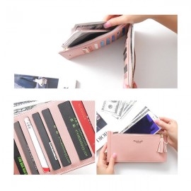 Womon Tassel Multi-slots 15 Card Slots Card Holder Zipper Wallet Purse