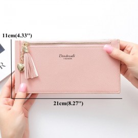 Womon Tassel Multi-slots 15 Card Slots Card Holder Zipper Wallet Purse