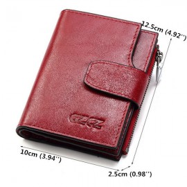Women Trifold Genuine Leather Short Wallet 15 Card Holder Coin Purse